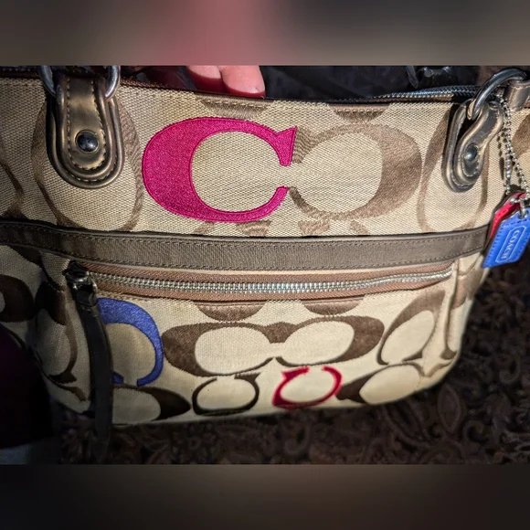 Coach Signature Canvas Tote Bag - Multicolor In Excellent Condition - Picture 4 of 13